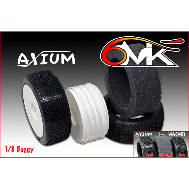 6MIK Pneus Axium + Jantes Mega Blanche collées 1/8 (x2) TU20