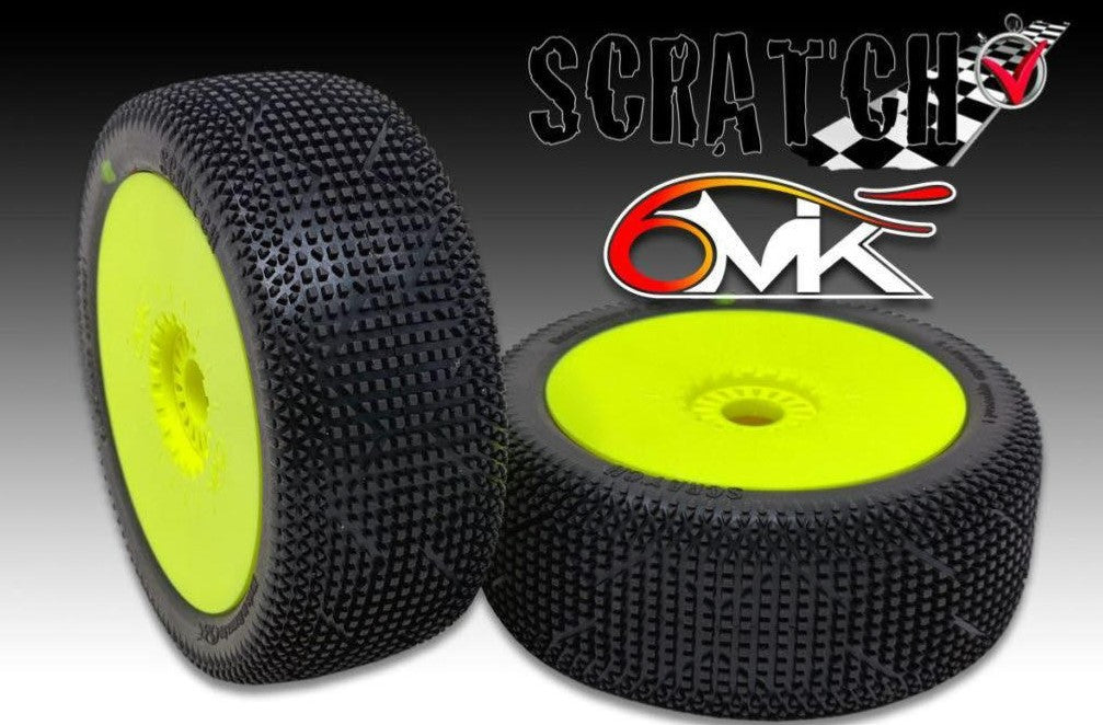 6MIK Pneus Truggy Scratch-T + Jantes Ultra Jaunes (x2) TUY18