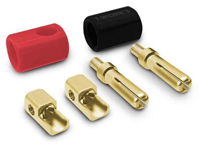 Conectores acodados T-Work's Oro 4mm + Tapas EA-033-4