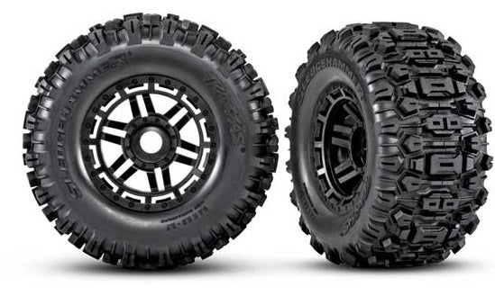 Traxxas Pneus reforçados Sledgehammer 2.8 + rodas RXT Black 17mm (x2) 8979
