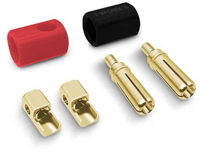 Conectores acodados de oro T-Work de 5 mm + tapas EA-033-5