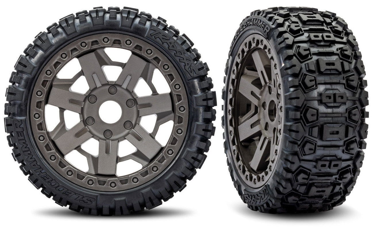 Traxxas Renkaat Sledgehammer + Harmaat pyörät (x2) Jato 4S 9071-GRAY