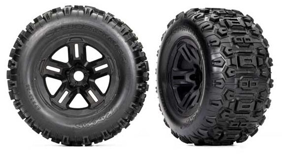 Traxxas Verstärkte Sledgehammer-Reifen + Felgen Schwarz Schwarz (x2) Sledge 9573