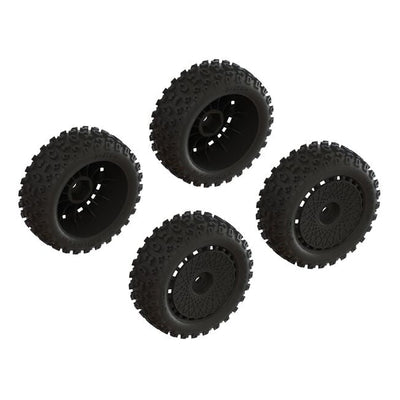 Arrma Pneus + Jantes noir (x4) Typhon Grom ARA550114