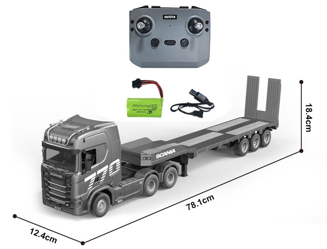 Huina Scania 770S truck with RTR CY1302A flatbed trailer