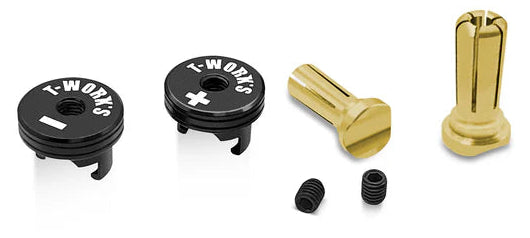 T-Work's Anschlüsse Long Pk Gold 5mm + Abdeckungen (4Pcs) EA-040-5BB-L