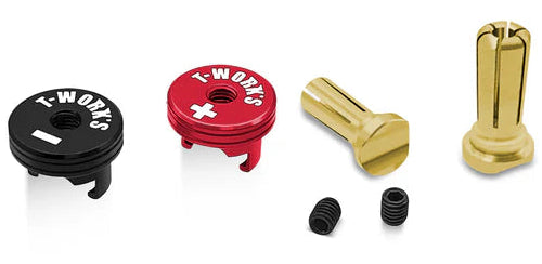 T-Work's Conectores Largo Pk Oro 5mm + Tapas (4Pcs) EA-040-5RB-L