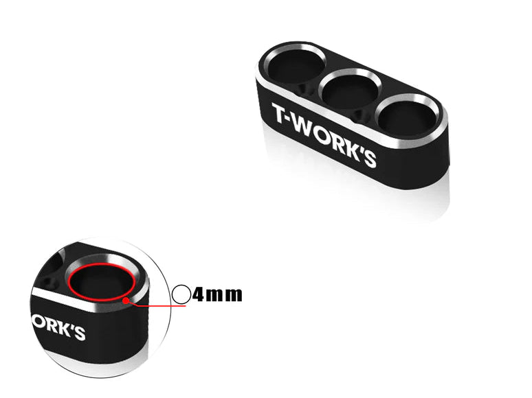 T-Work's Kabelgeleider aluminium 3 gaten 4 mm/14 AWG EA-046-B4