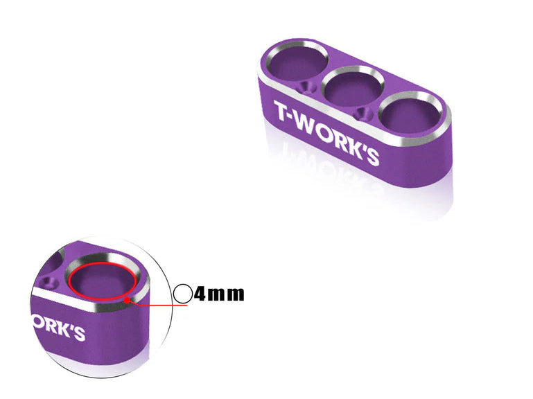 T-Work's Kabelgeleider aluminium 3 gaten 4 mm/14 AWG EA-046-B4