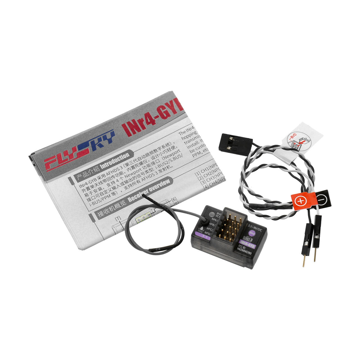 FlySky-Empfänger mit integriertem Gyroskop INR4-GYB, 4 Kanäle, AFHDS3, 2,4 GHz, FS013