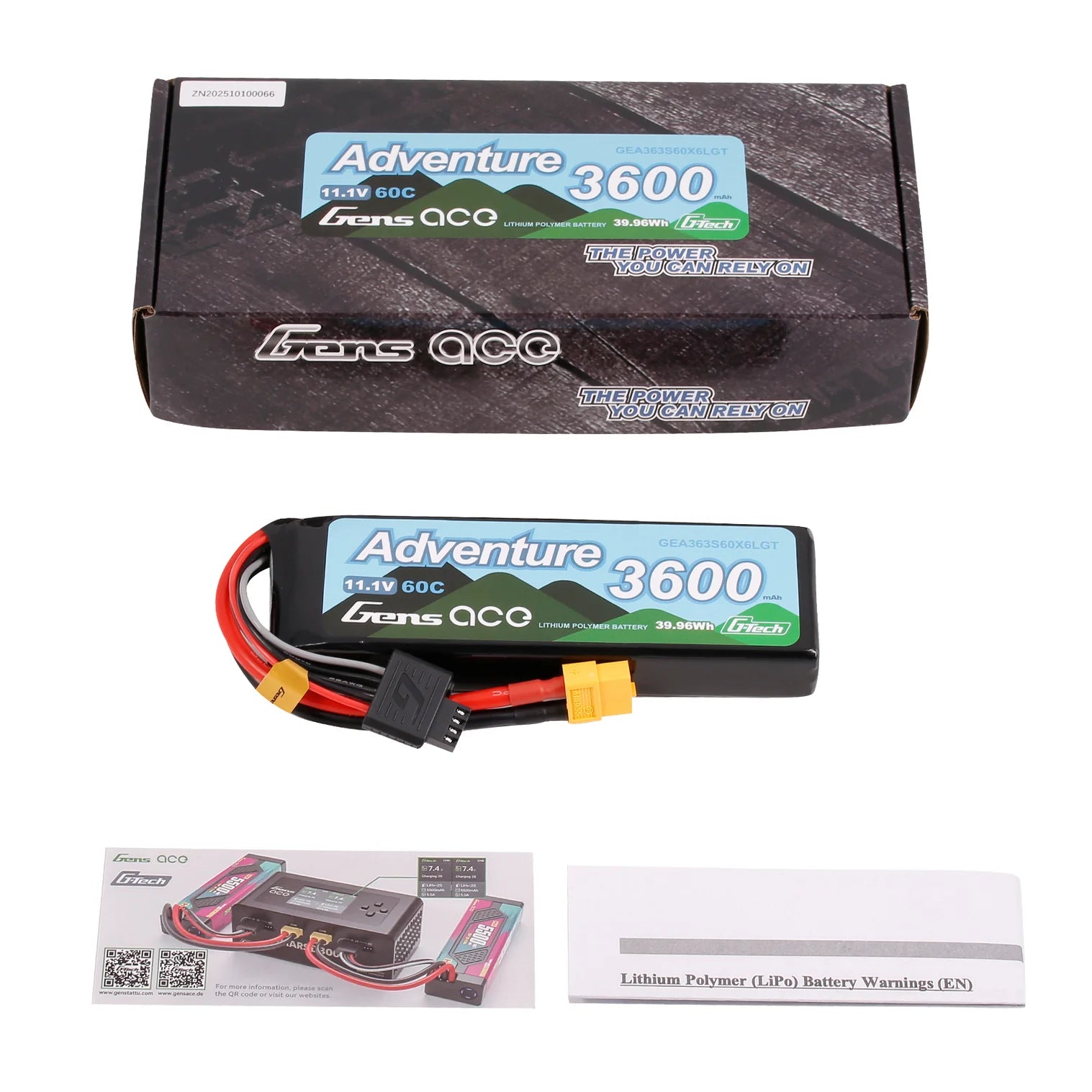Gens Ace G-Tech Adventure -lipoakku 11,1 V, 3600 mAh, 60C, XT60