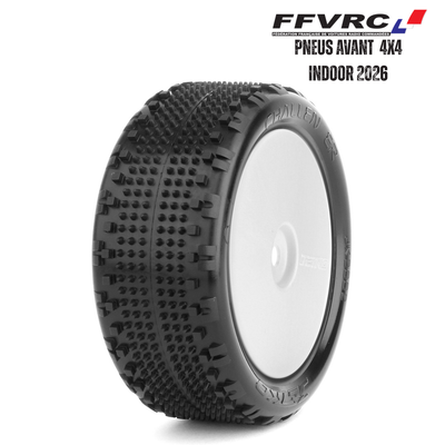 Jetko Pneus monté  Challenger Avant 4WD EOS Jaune Indoor FFVRC 2026 + Jantes (x2) JK2002EGW