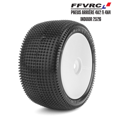 Jetko Pneus Challenger Arrière EOS Jaune Indoor FFVRC 2026 + Jantes (x2) JK2004EGW