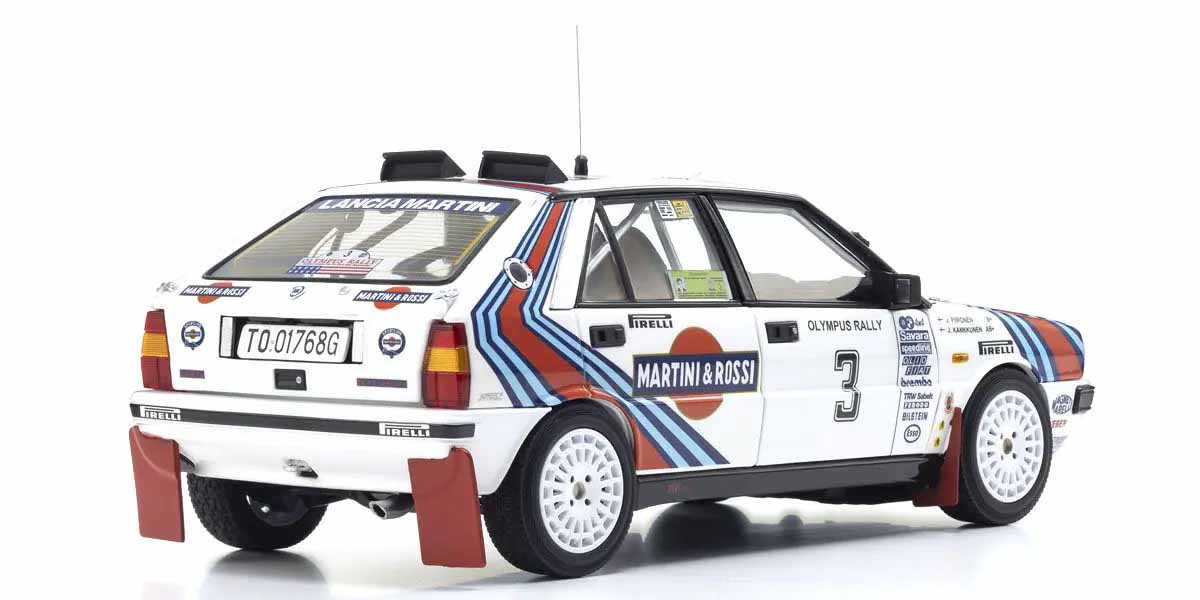 Kyosho Diecast Lancia Delta HF 4WD Rally Olympus 1987 Martini Rossi N°3 1/18 KS08960E