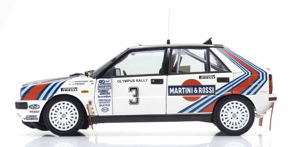 Kyosho Diecast Lancia Delta HF 4WD Rally Olympus 1987 Martini Rossi N°3 1/18 KS08960E