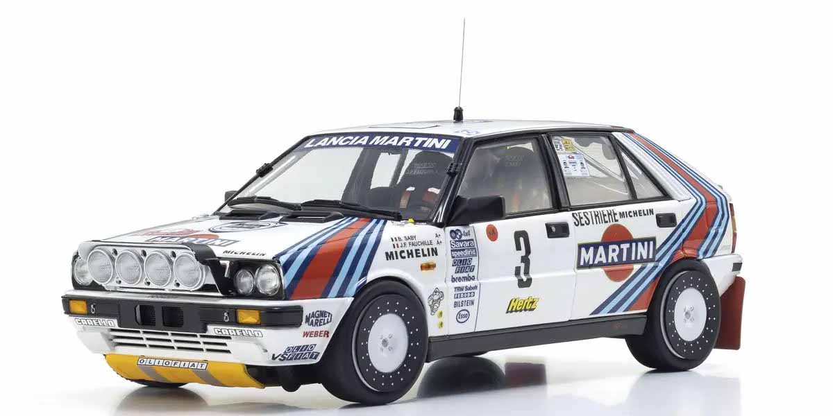 Kyosho Diecast Lancia Delta HF 4WD Rally Monte Carlo 1988 Martini Rossi N°3 1/18 KS08960F