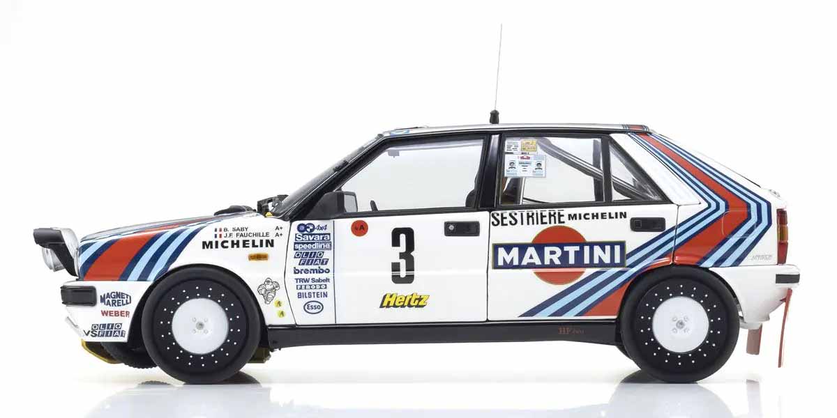 Kyosho Diecast Lancia Delta HF 4WD Rally Monte Carlo 1988 Martini Rossi N°3 1/18 KS08960F