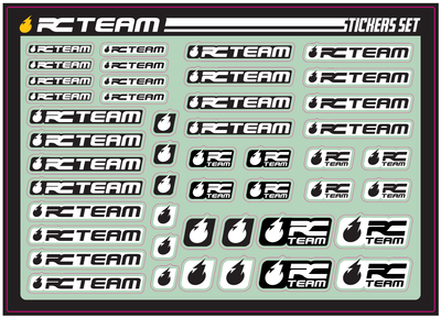 Planche de Stickers Logo RC Team Noir/Blanc 210x150