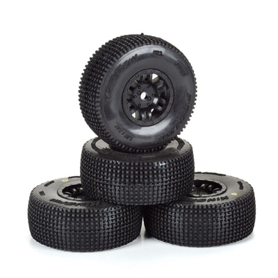 Proline King Pin Tires + Black Split Six Rims (x4) Mojave Grom PRO1028510
