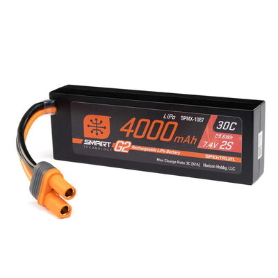 Spektrum Lipo Battery Smart G2 2S 7.4V 4000mAh 30C Hard Case IC5 SPMX-1087