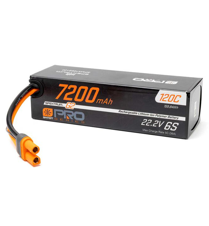 Spektrum Batteria LiPo Smart G2 Pro Series 6S 22,2 V 7200 mAh 120C Custodia rigida IC5 SPMX726S120