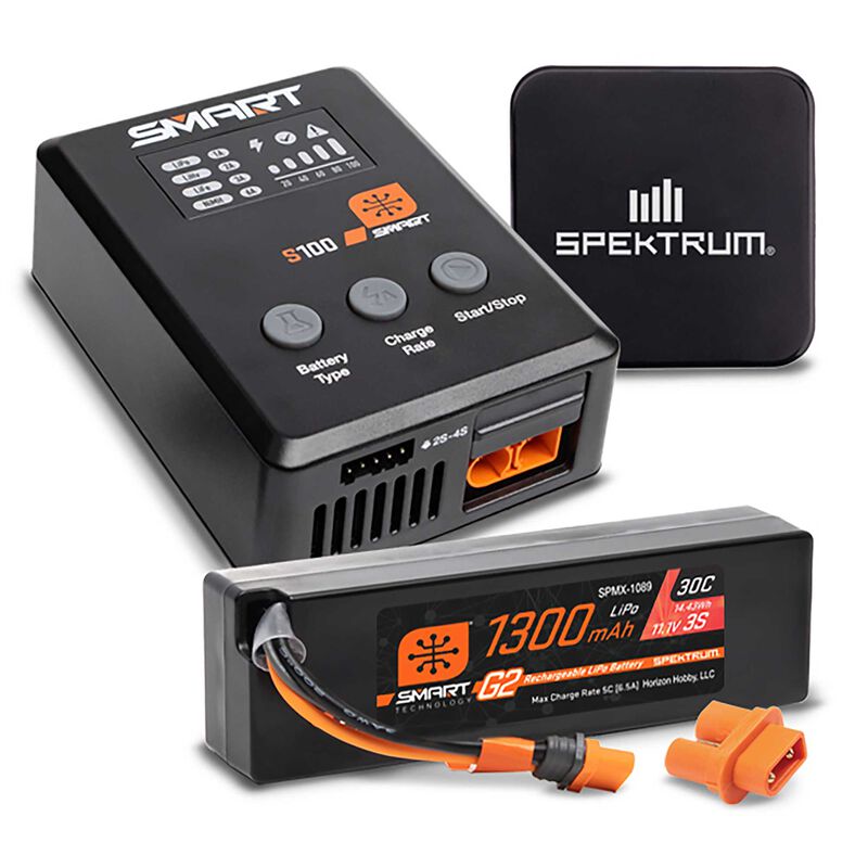 Spektrum Combo Cargador Smart S100 + Lipo 1300mAh 3S 30C + Fuente de alimentación SPMXPSS315I