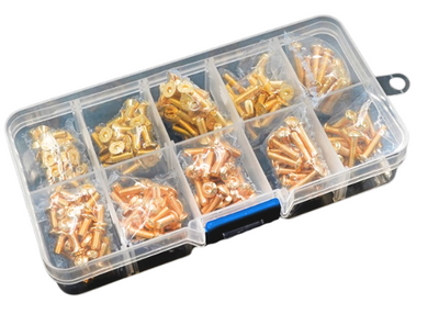 Yeah Racing Kit de tornillería grado 12.9 oro (250 unidades) RC10 SSS-250