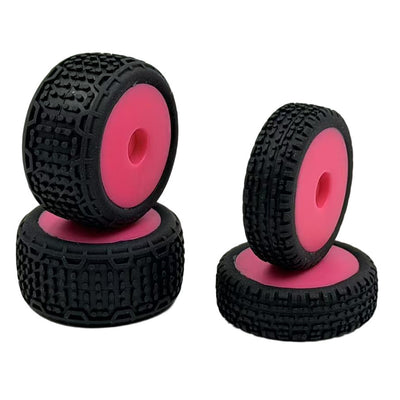 Absima Pink Front and Rear Tires + Rims (4 pcs) Speck-B 1/24 HBP250143