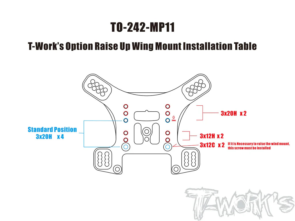 T-Work's Support Amortisseur arrière Aluminium MP11 TO-242-MP11