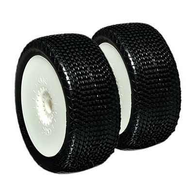 6MIK Buggy Rapid Glue-On Tires + Ultra White Rims + Inserts (x2) TKU10