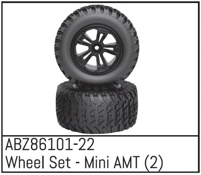 Absima Pneus + Jantes Noir (x2) Mini AMT ABZ86101-22