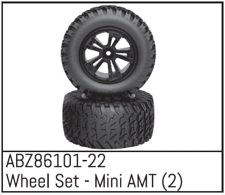 Absima Pneus + Jantes Noir (x2) Mini AMT ABZ86101-22