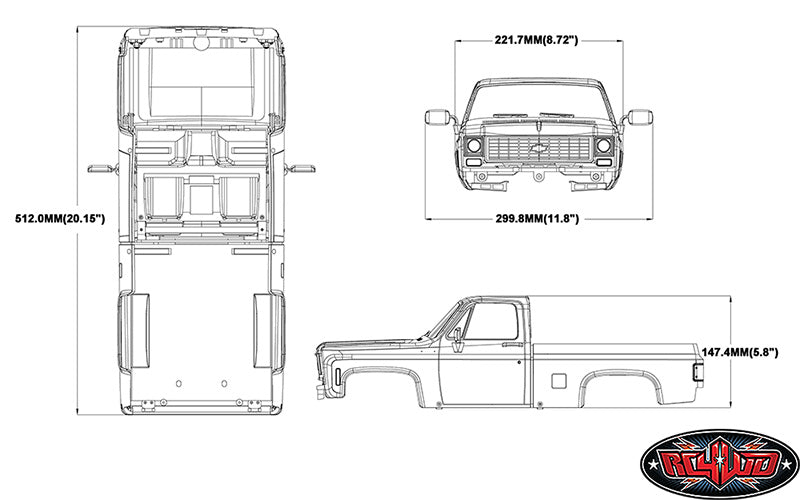 RC4WD Karosserie Chevrolet K10 Scottsdale Blau Z-B0274