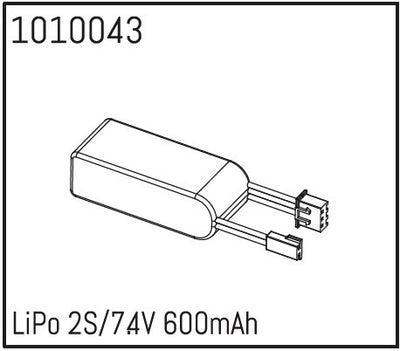 Absima Batterie Lipo 7.4V 600mAh 25C C10 1/18 1010043