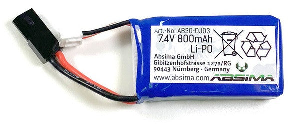 Absima Batteries Lipo 7.4V 800mAh AB30-DJ03