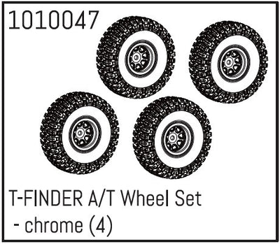 Absima Pneu T-Finder + Jante Chrome (x4) 1/18 1010047