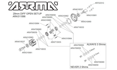 Arrma Différentiel Complet AV/AR ARA311066