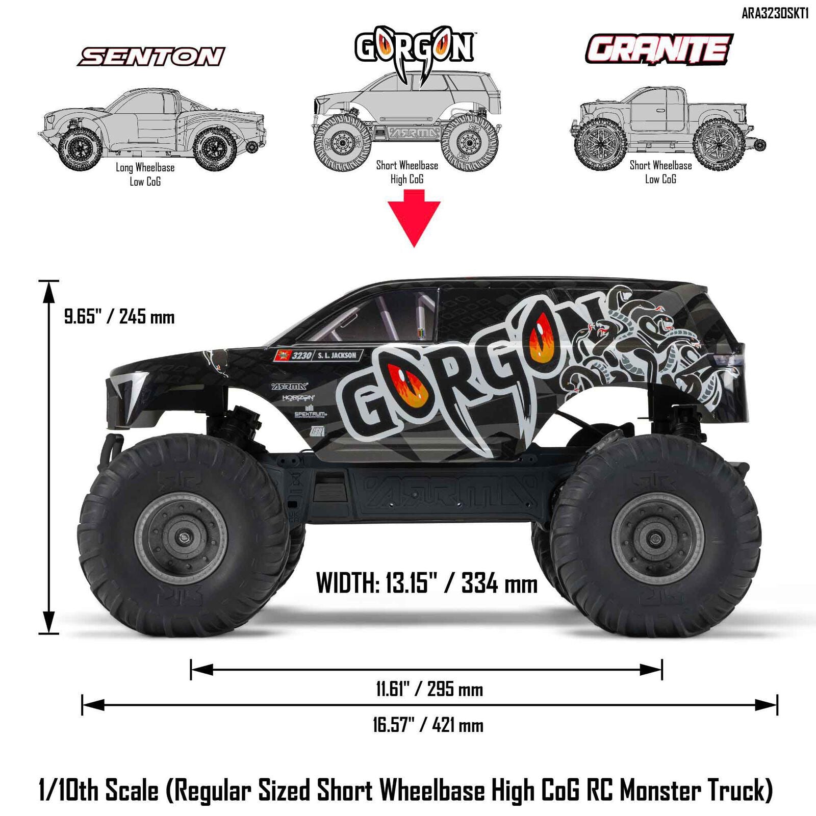 Arrma ​​Monster Truck GORGON 4x2 Mega 550 KIT ARA3230SKT1