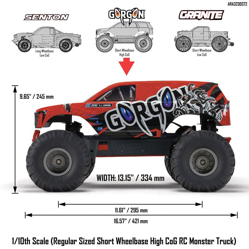 Arrma ​​Monster Truck GORGON 4x2 Mega 550 RTR ARA3230ST