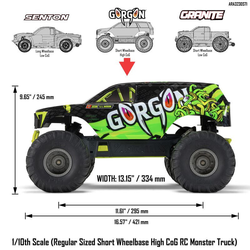 Arrma ​​Monster Truck GORGON 4x2 Mega 550 RTR ARA3230ST