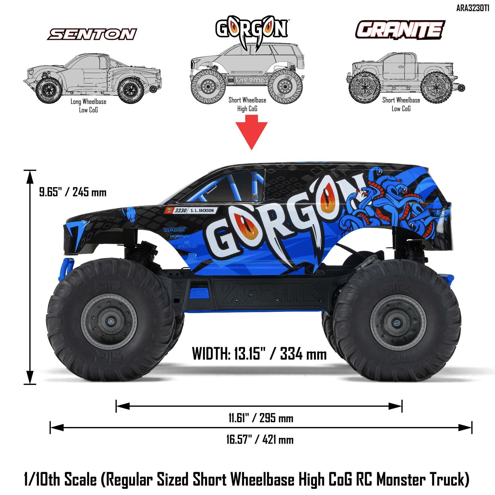 Arrma ​​Monster Truck GORGON 4x2 Mega 550 RTR ARA3230T1