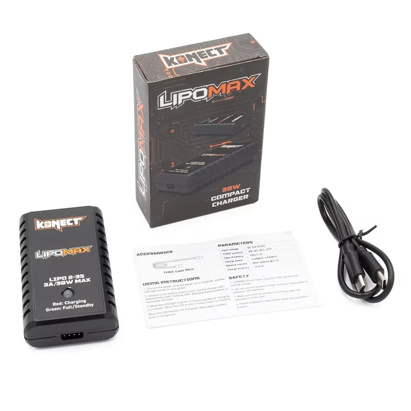 Konect LIPOMAX Compact KN-LIPOMAX 23S LiPo Charger USB-C 38 W Konect LIPOMAX Compact KN-LIPOMAX 23S LiPo Charger USB-C 38 W
