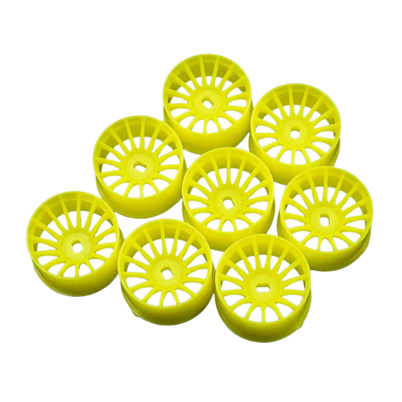 Yeah Racing Conjunto de jantes com raios largos de 11 mm amarelo fluorescente Kyosho Mini-Z AWD WL-0168FYW
