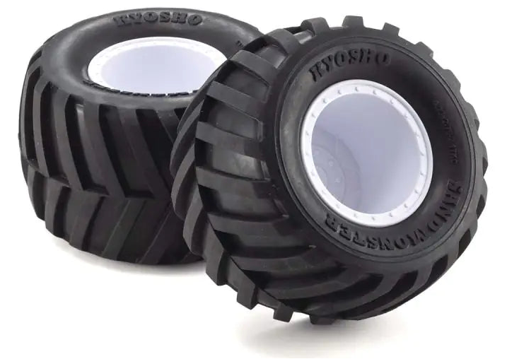 Kyosho Pneumatici V-Shape + Cerchi bianchi (x2) MadVan VE EZTH001WS