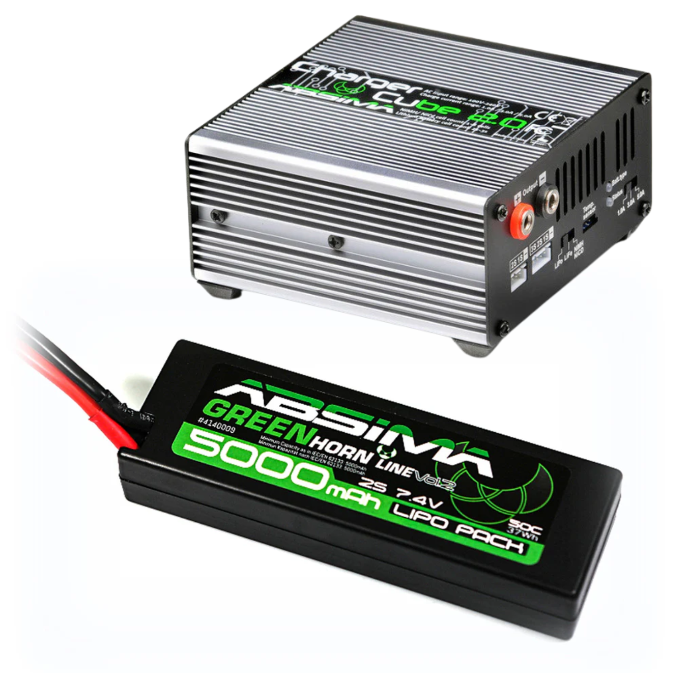 Absima Pack Chargeur Lipo Cube 2.0 + Lipo 7.4V 5000mAh 50C 4200032