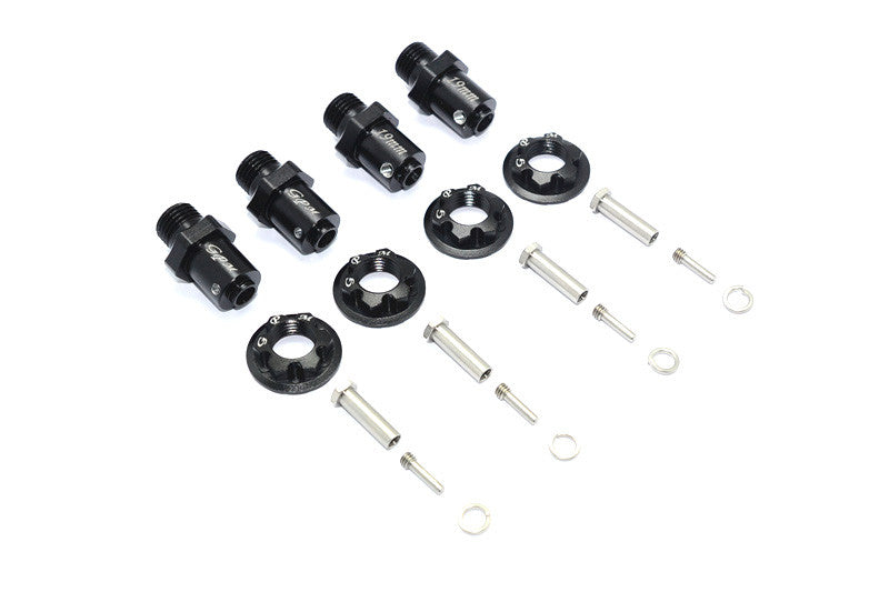 GPM Adaptateur hexagones 17mm + écrous alu noir (x4) TRX4/17X19/2-BK