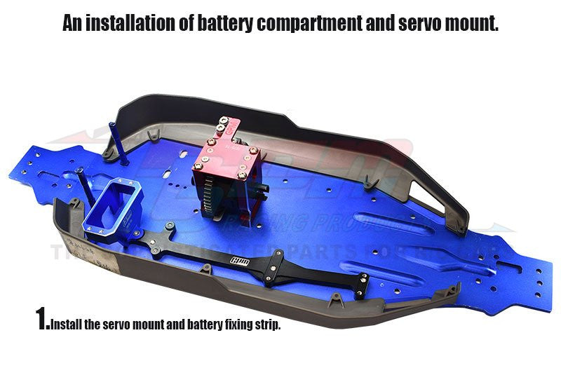 GPM Support batterie carbone + Support Servo Alu 7075-T6 Sledge GSLE0126A