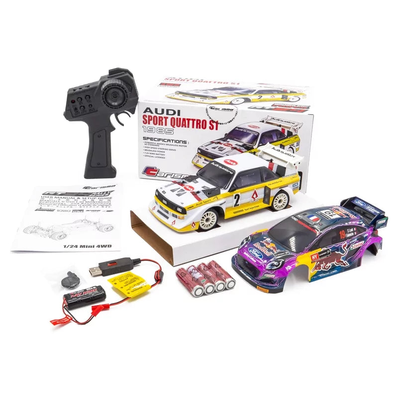 Carisma GT24 Audi Quattro 4x4 Brushless 4wd RTR 1/24 + kori M-Sport Puma Rally CARI88468-DUO