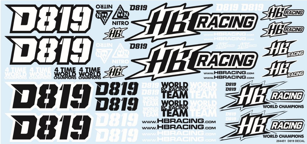 019 Racing Sticker HB Racing Planche de Stickers D819 204451
