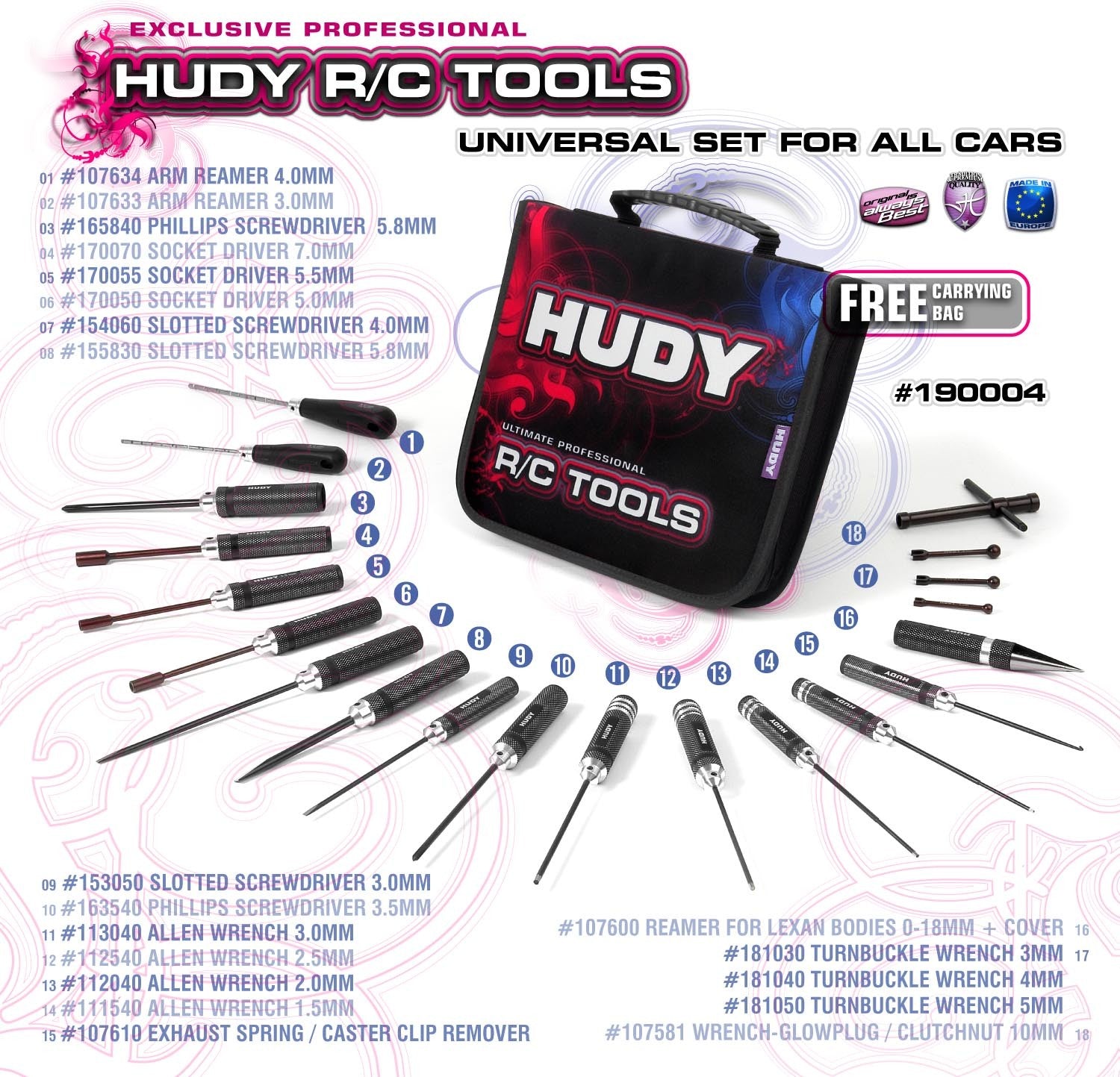 Hudy Set d'outils Avec Sac de Transports 190004